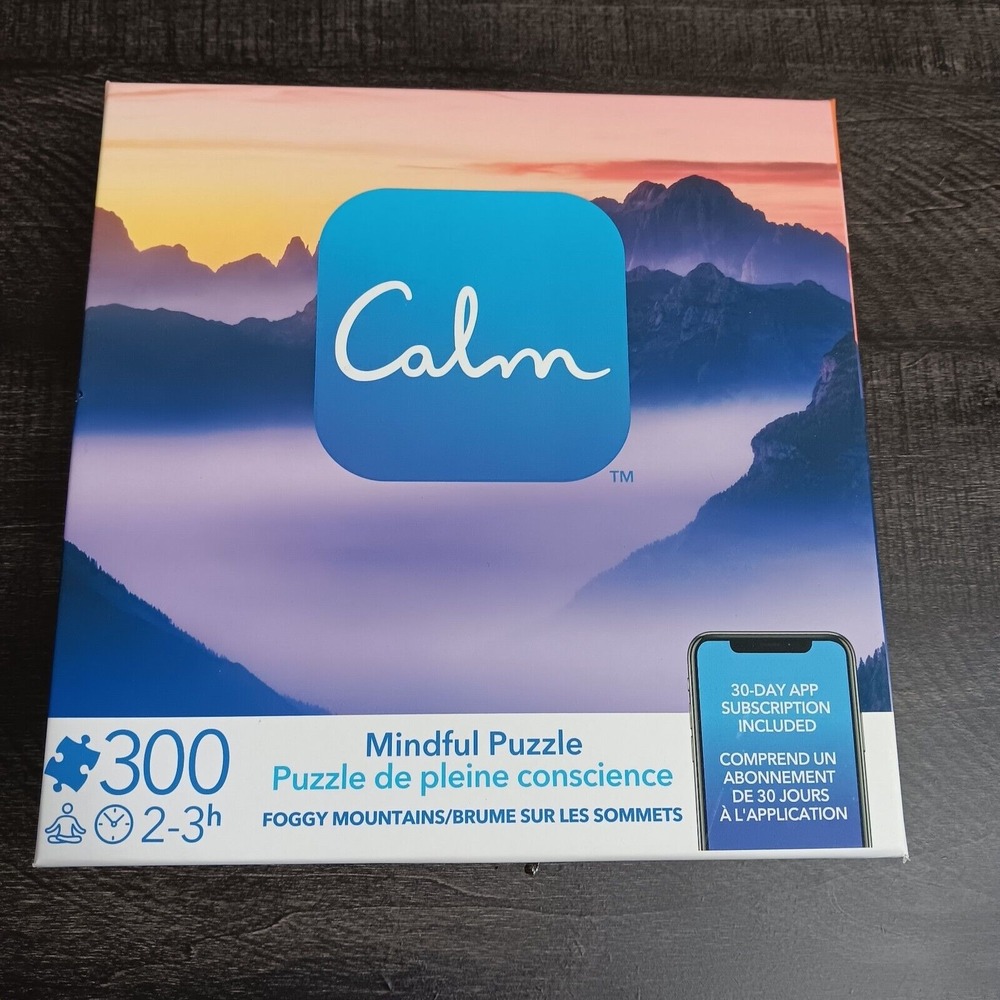 Calm Mindful Jigsaw Puzzle FOGGY MOUNTAIN 300 Pieces Complete Poster included